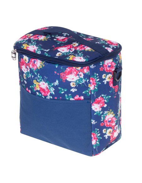 Geanta termoizolanta pentru picnic sau plaja, capacitate 11l, culoare Albastra cu flori