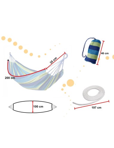 Hamac Multicolor Simplu (1 persoana), 200 x 100...