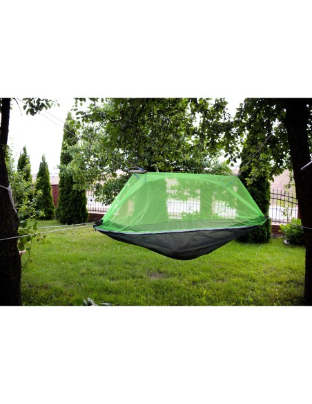 Hamac de Camping Dublu (2 persoane), 200 x 100 cm + Plasa de tantari, culoare Verde