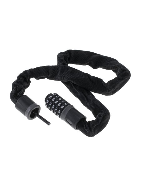 Antifurt bicicleta, Dispozitiv de blocare biciclete, Cifru cu 5 digits, lungime 90cm, culoare Neagra