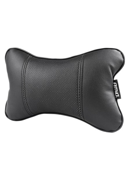 Set 2 perne pentru tetiere auto, marca AMIO, pentru sustinere gat din piele ecologica, culoare NEGRU