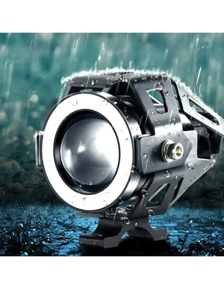 Proiector LED cu Lupa, Angel Eye ALB si Devil Eye RED, alimentare 12V, pentru Off-Road, ATV, SSV, UTV