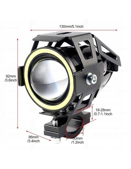 Proiector LED cu Lupa, Angel Eye ALB si Devil Eye RED, alimentare 12V, pentru Off-Road, ATV, SSV, UTV