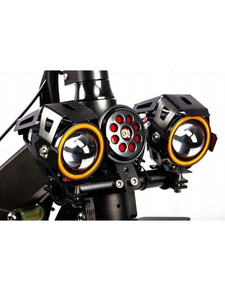 Proiector LED cu Lupa, Angel Eye ALB si Devil Eye RED, alimentare 12V, pentru Off-Road, ATV, SSV, UTV
