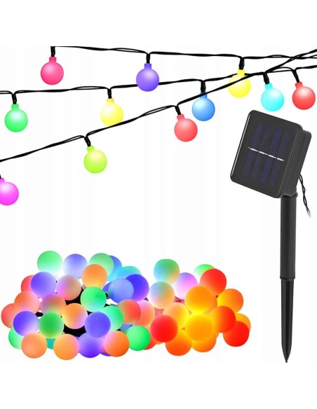 Ghirlanda Magica Luminoasa de exterior cu 50 LED-uri Multicolore, 8 functii si Panou Solar, lungime 6,7 m