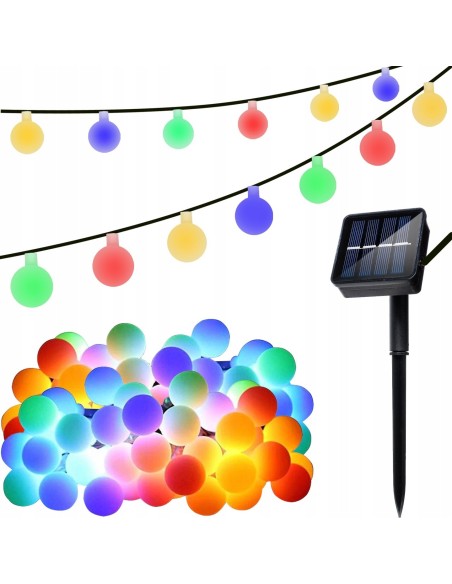 Ghirlanda Magica Luminoasa de exterior cu 50 LED-uri Multicolore, 8 functii si Panou Solar, lungime 6,7 m