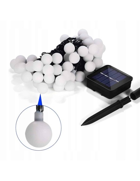 Ghirlanda Magica Luminoasa de exterior cu 50 LED-uri Multicolore, 8 functii si Panou Solar, lungime 6,7 m