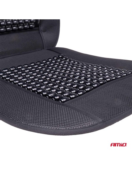 Husa scaun auto cu bile de masaj si suport lombar, dimensiuni 110 x 46 cm, culoare Neagra