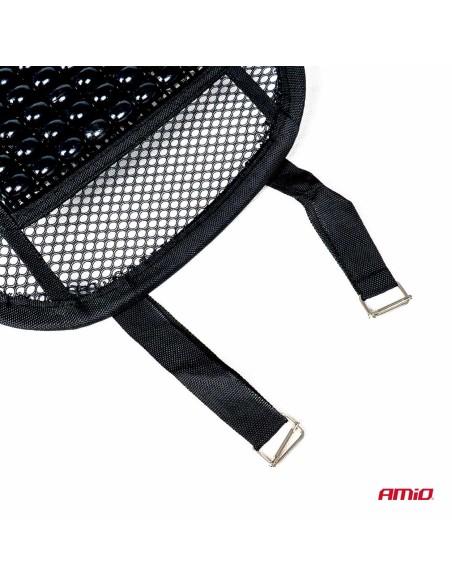 Pernita scaun cu suport lombar pentru corectare postura cu bile de masaj, dimensiune 40 x 38 cm, culoare Neagra