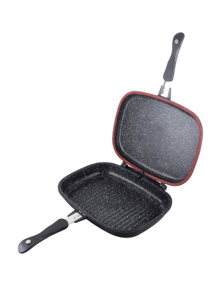 Tigaie grill dubla, 36 cm, marmorata, antiaderenta, maner magnetic, Granit Diamond Line, Berlinger Haus, BH 6581