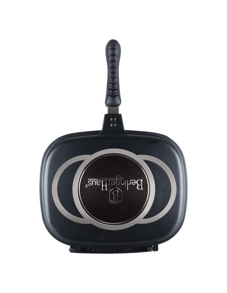 Tigaie grill dubla, 36 cm, marmorata, antiaderenta, maner magnetic, Granit Diamond Line, Berlinger Haus, BH 6581