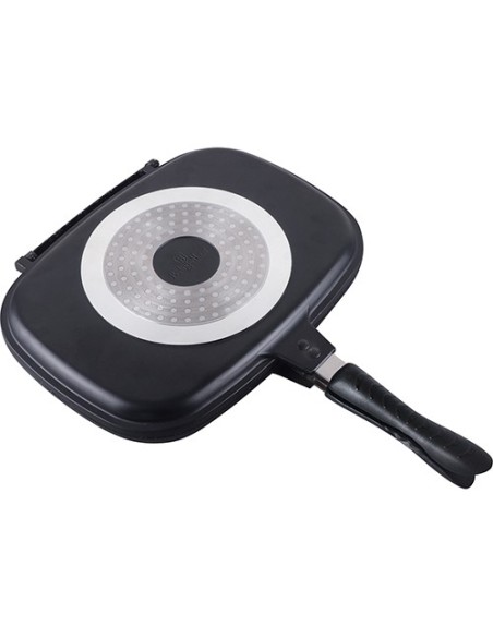 Tigaie grill dubla, 36 cm, marmorata, antiaderenta, maner magnetic, Granit Diamond Line, Berlinger Haus, BH 6581