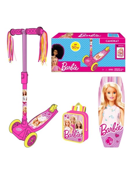 TROTINETA CU 3 ROTI BARBIE CU GHIOZDAN