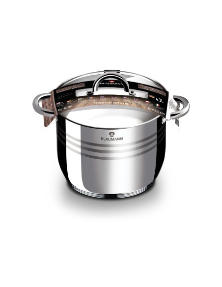 Oala inox cu capac 20 cm, Blaumann, BL 1008 A, 4.3L