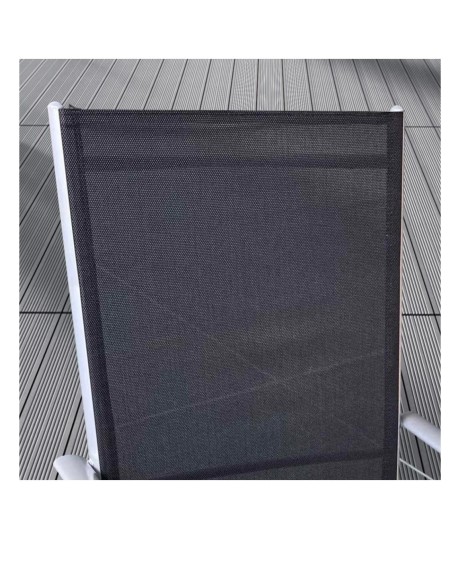 Set 2 Sezloguri de Gradina Pliabile cu Spatar Reglabil in 7 Pozitii, din Aluminiu si Plasa Respirabila, 64x145x89cm,