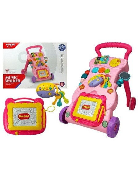Antepremergator multifunctional pentru bebe, cu centru de activitati, roz, LeanToys, 5995