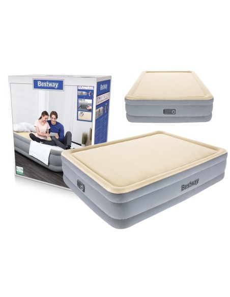 Saltea gonflabila dubla, cu pompa incorporata, Bestway air mattress 203x152x46 cm, 67486