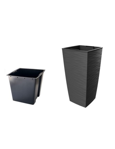 Ghiveci inalt cu vas interior, 22x22x47, Aurora 887, diverse culori