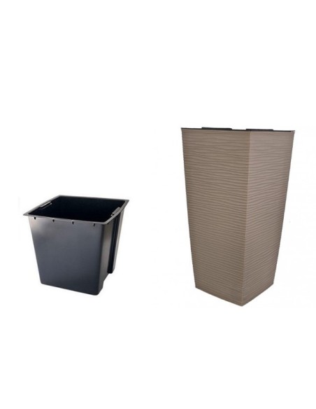 Ghiveci inalt cu vas interior, 22x22x47, Aurora 887, diverse culori