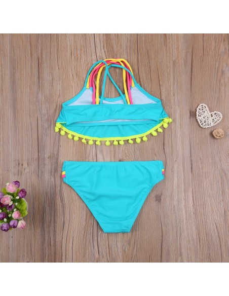 Costum de baie cu ciucuri din 2 piese Drool (Culoare: Galben, Varsta: 9 - 10 ani)
