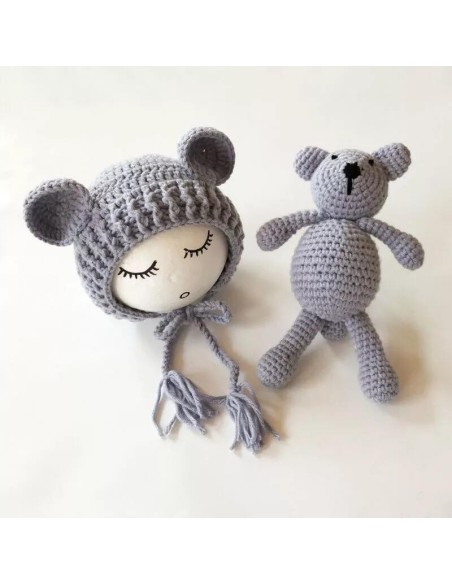 Set de caciulita cu ursulet pentru nou-nascut Drool (Culoare: Roz inchis)