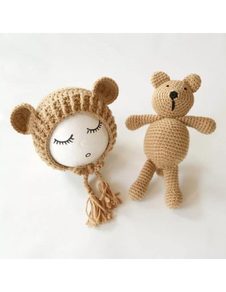 Set de caciulita cu ursulet pentru nou-nascut Drool (Culoare: Roz inchis)