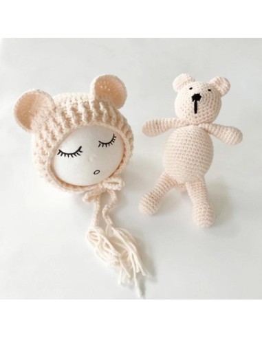 Set de caciulita cu ursulet pentru nou-nascut...