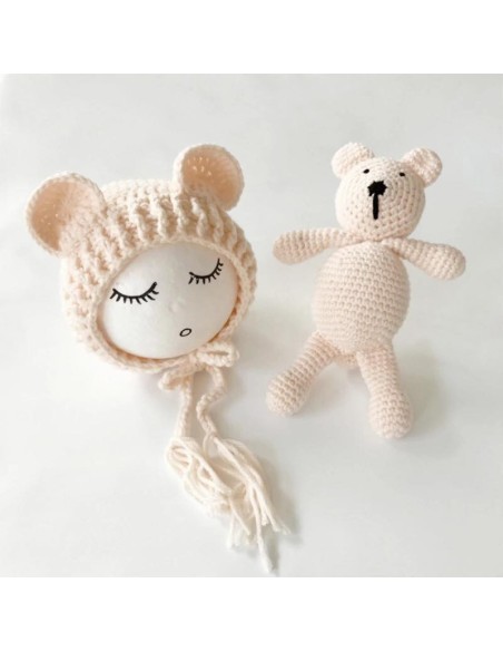 Set de caciulita cu ursulet pentru nou-nascut Drool (Culoare: Roz)