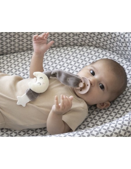 Lant pentru suzeta din material textil cu steluta BabyJem (Culoare: Gri)