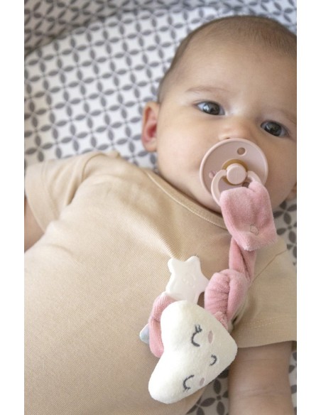 Lant pentru suzeta din material textil cu steluta BabyJem (Culoare: Gri)