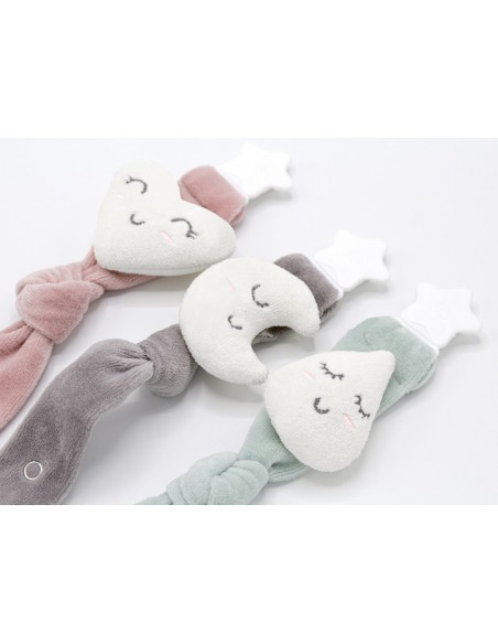 Lant pentru suzeta din material textil cu steluta BabyJem (Culoare: Gri)