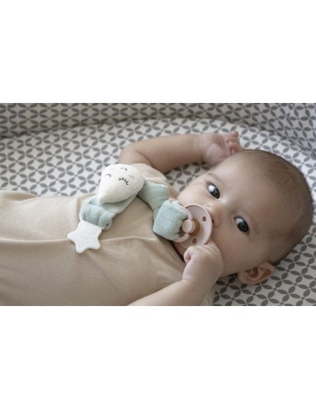 Lant pentru suzeta din material textil cu steluta BabyJem (Culoare: Gri)