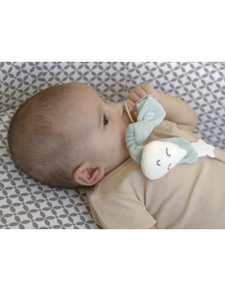 Lant pentru suzeta din material textil cu steluta BabyJem (Culoare: Gri)