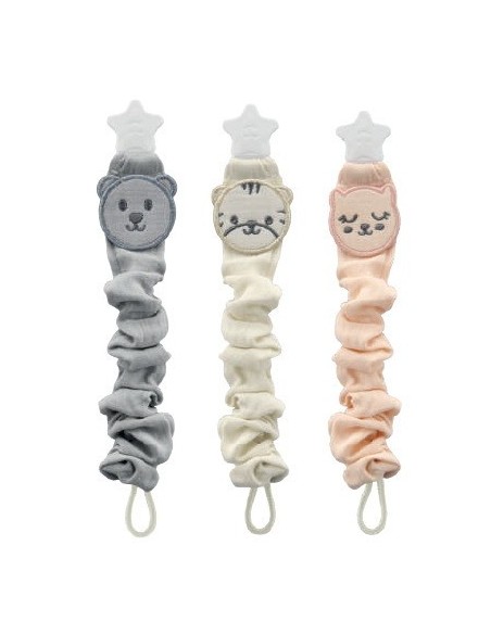 Lant pentru suzeta din muselina cu steluta BabyJem (Culoare: Gri)