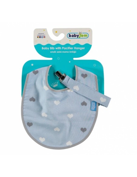 Baveta cu suport pentru suzeta BabyJem (Culoare: Gri)