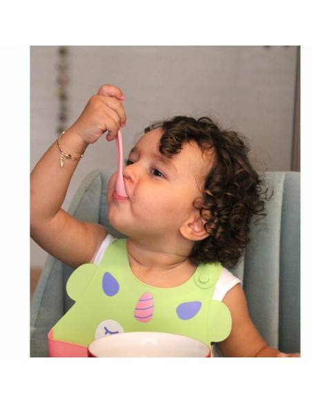 Baveta BabyJem din silicon Soft Baby Bib (Culoare: Verde)