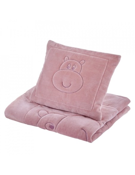 Set pernuta si paturica din plus Bear BabyJem (Culoare: Roz)