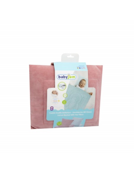 Set pernuta si paturica din plus Bear BabyJem (Culoare: Roz)