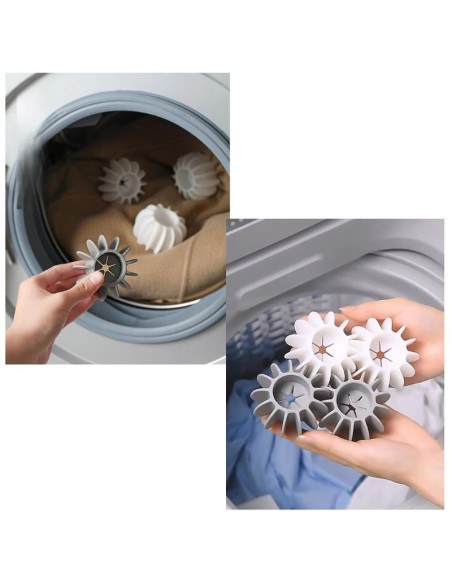 Set 4 bile reutilizabile MagicBall pentru masina de spalat, previne incurcarea si uscarea rapida a hainelor, 4.5 x 3 cm
