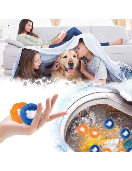 Set 4 bile pentru masina de spalat, indepartare par animale de companie, Albastru / Portocaliu