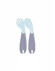 Set lingurita si furculita cu maner gri BabyJem (Culoare:... 2