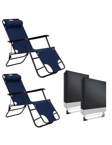 Set 4 piese Mercaton, 2 sezlonguri pliabile cu...