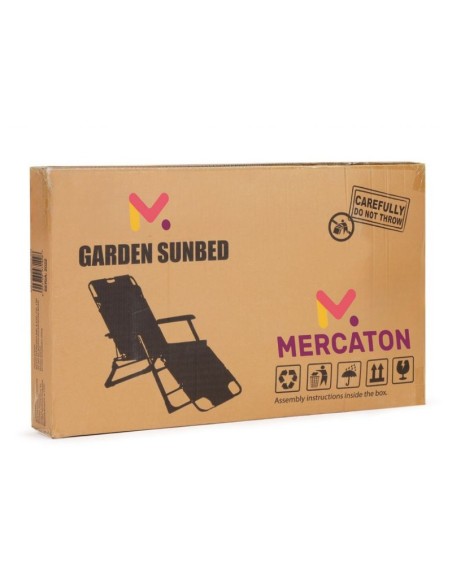 Set 2 sezlonguri pliabile cu tetiera si suport pentru picioare, reglabile 3 pozitii, Max 160 kg, Tesatura, Cadru Metalic Negru,
