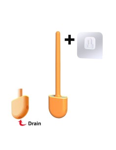 Perie pentru WC flexibila cu suport, Silicon, Portocalie,... 2