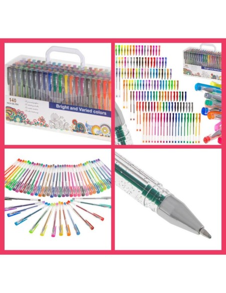 Set Rola de hartie autoadeziva pentru scris si desenat cui 4 markere cu magnet si burete si 140 pixuri cu gel cu sclipici perman