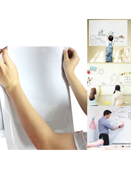 Set Rola de hartie autoadeziva pentru scris si desenat cui 4 markere cu magnet si burete si 140 pixuri cu gel cu sclipici perman