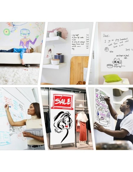 Set Rola de hartie autoadeziva pentru scris si desenat cui 4 markere cu magnet si burete si 50 pixuri cu gel cu sclipici permane