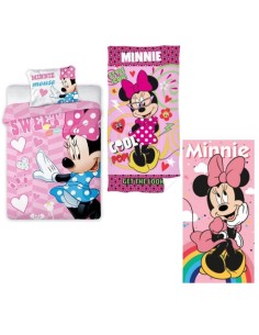 Set Minnie Mouse 3 in 1 , Lenjerie de pat cu Husa pentru...