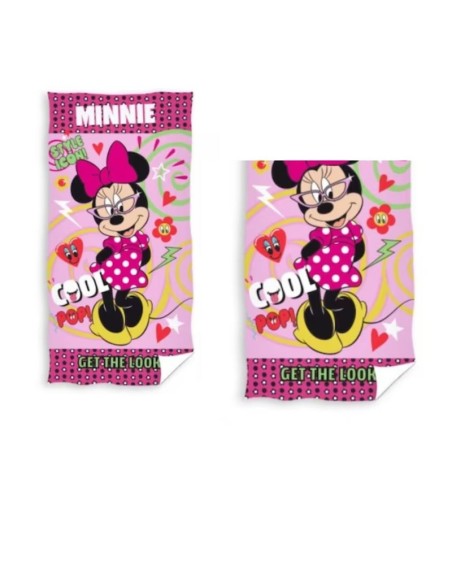 Set Minnie Mouse 3 in 1 , Lenjerie de pat cu Husa pentru pilota, 1 fata de perna si 2 prosoape 70 x 140 cm, Roz