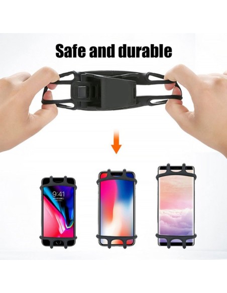 Suport universal din silicon pentru Telefoane cu Display pana la 8", Flexibil, Montaj pe Ghidon, Compatibil si cu Carut, Trotine